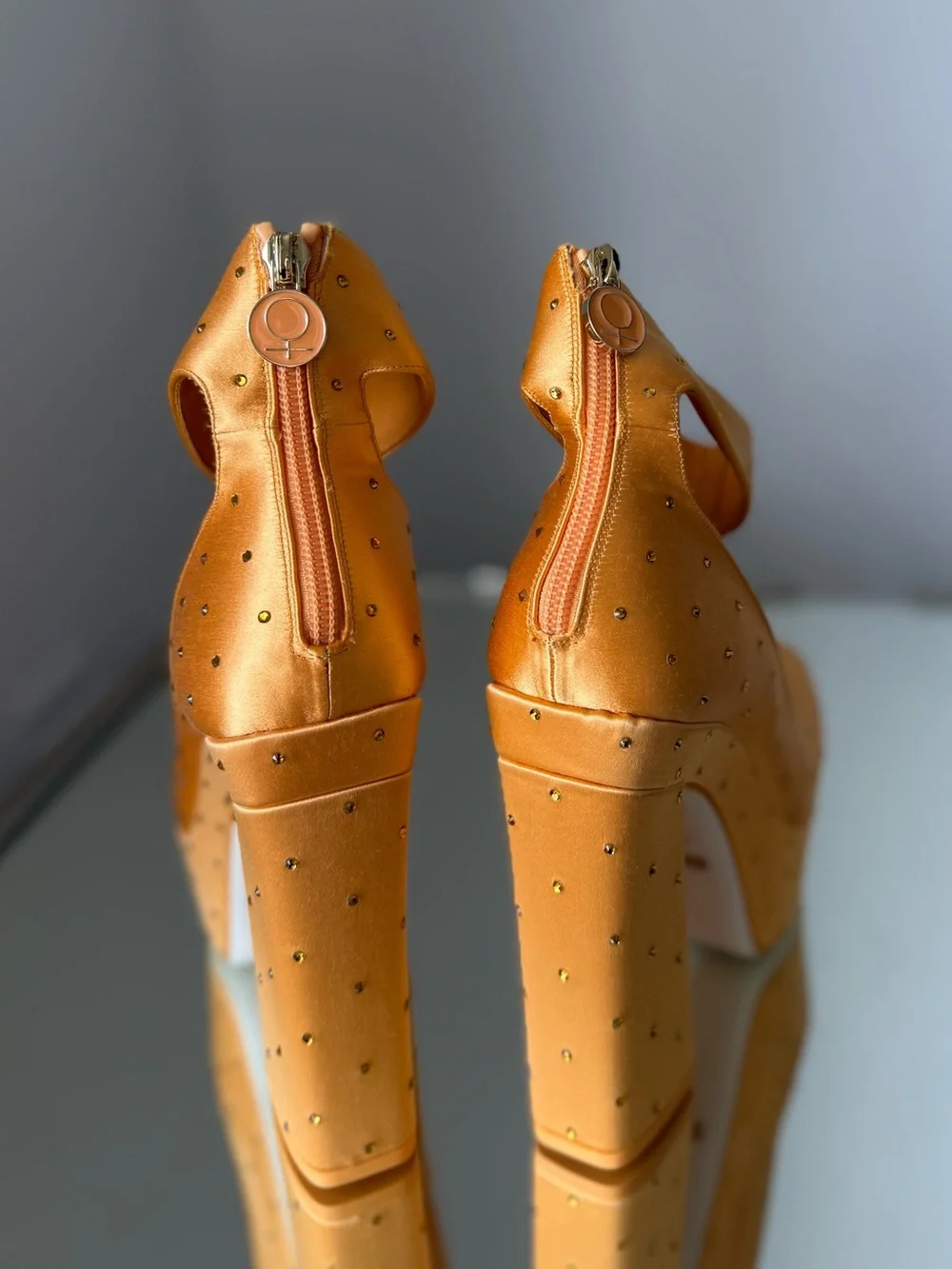 New Jimmy CHOO Sailor Moon Venus Platform 140 Orange Platform Pumps Crystals